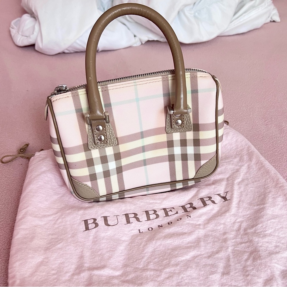 Burberry Pink and Beige Mini Plaid Satchel